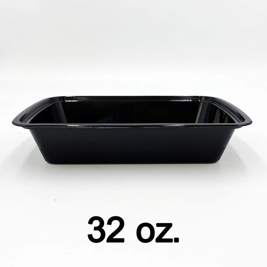 32 oz. Rectangular Black Plastic Container Set (878) - 150/Case HT