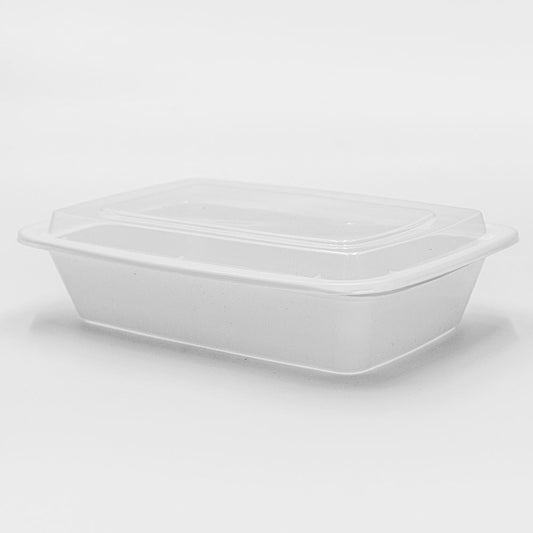 32 oz. Rectangular White Plastic Container Set (878) - 150/Case