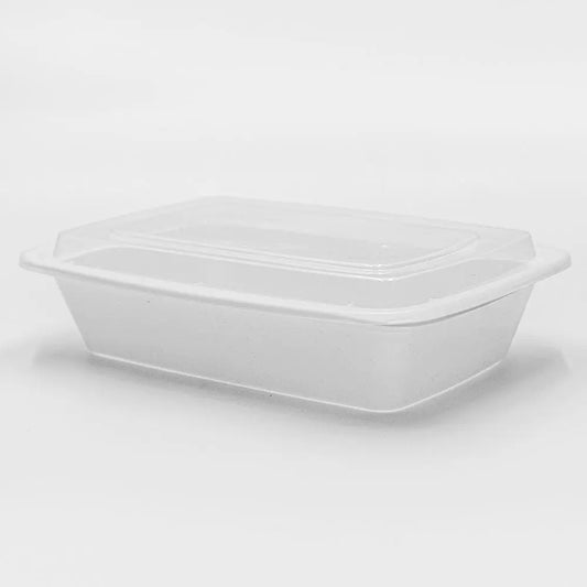 32 oz. Rectangular White Plastic Container Set (878) - 150/Case HT