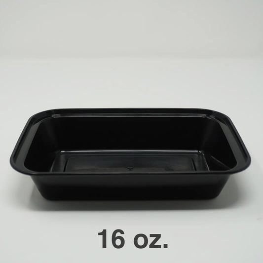 16 oz. Rectangular Black Plastic Container Set (8168) - 150/Case