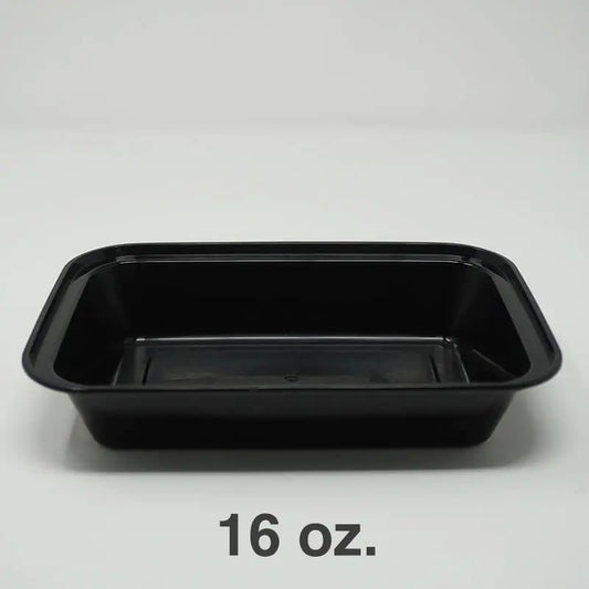 16 oz. Rectangular Black Plastic Container Set (8168) - 150/Case HT