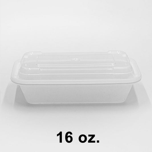 16 oz. Rectangular White Plastic Container Set (8168) - 150/Case