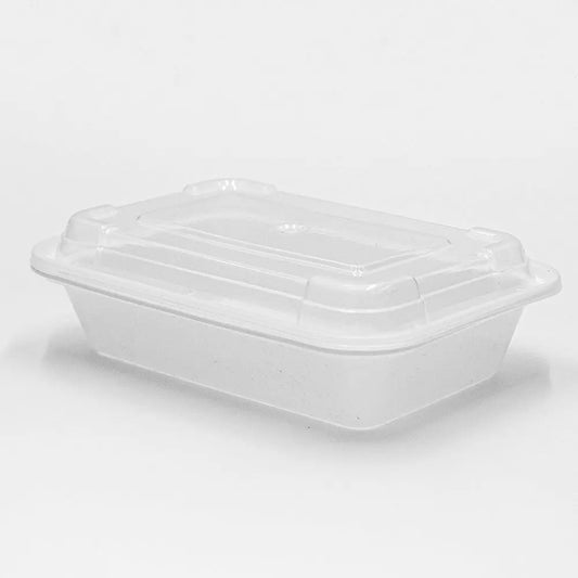 16 oz. Rectangular White Plastic Container Set (8168) - 150/Case HT