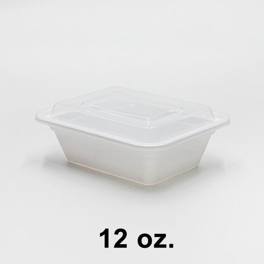 12 oz. Rectangular White Plastic Container Set (818) - 150/Case