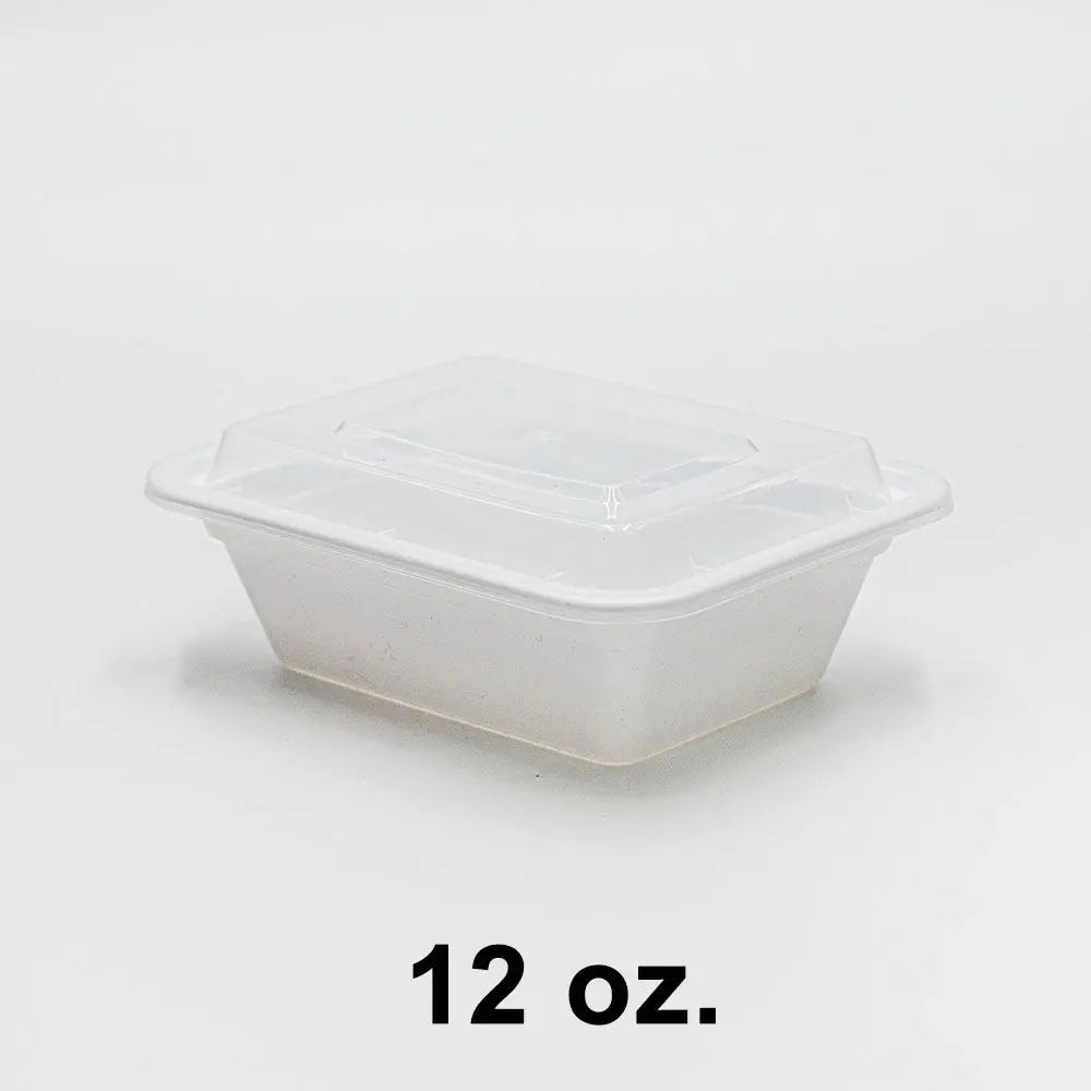 12 oz Rectangular White Plastic Container Set 818 - food container disposable