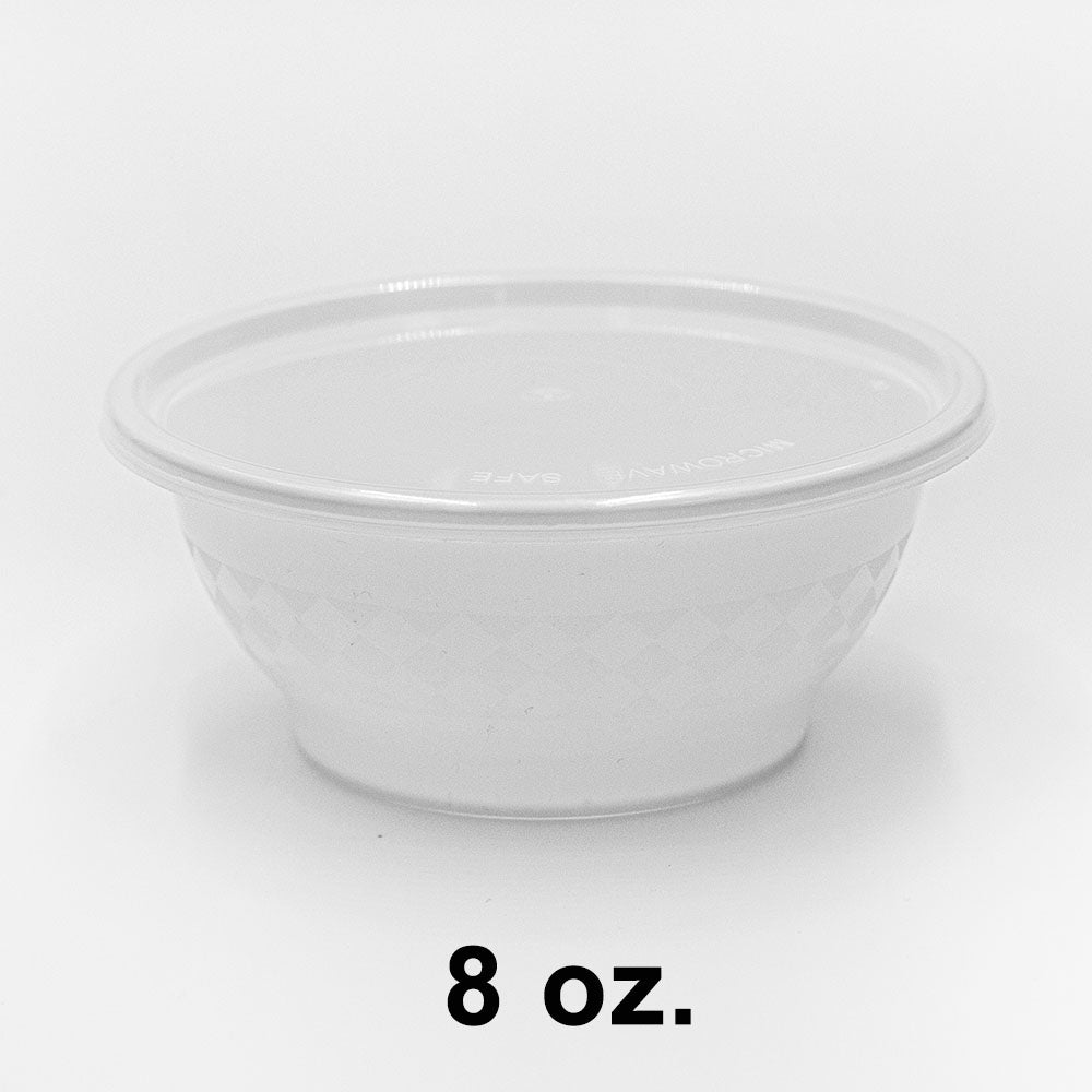 8 oz. Round White Plastic Bowl Set (B08) - 240/Case