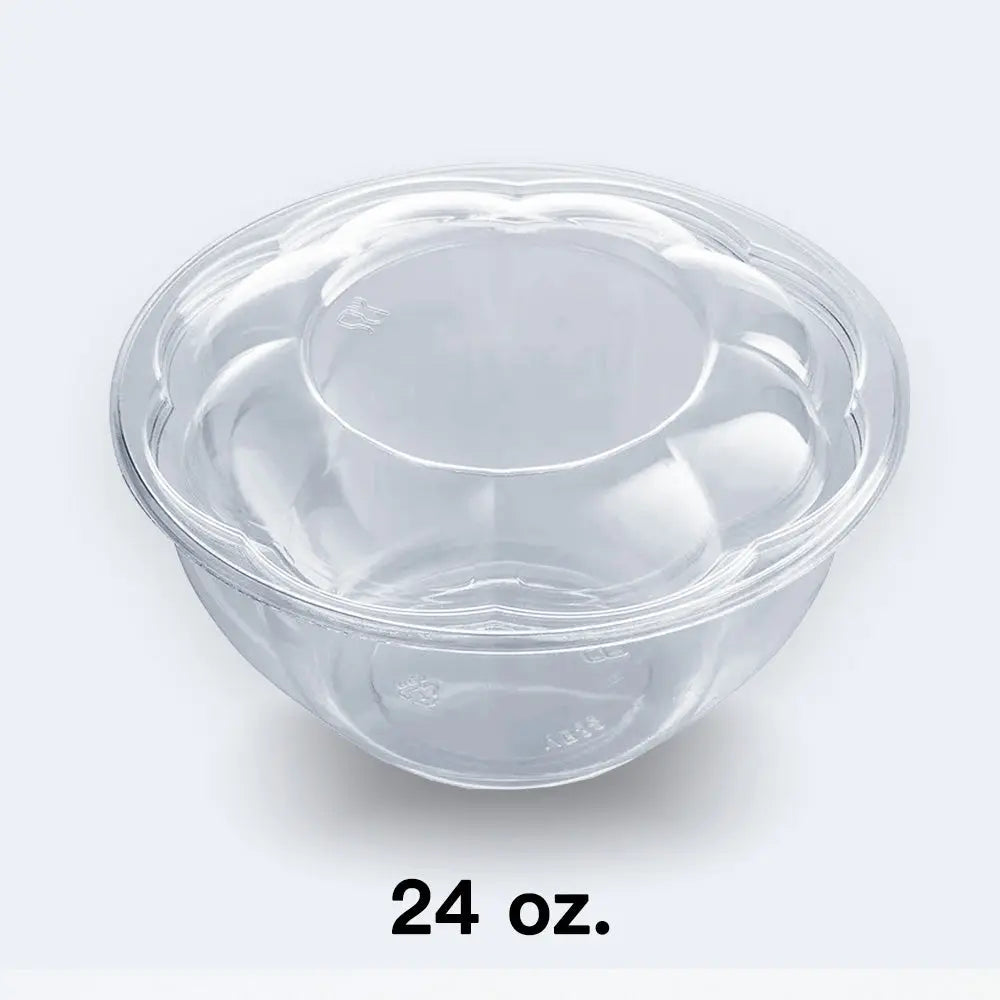 24 oz Plastic Rose Bowl with Dome Lid 150 Case - restaurant bowl wholesale