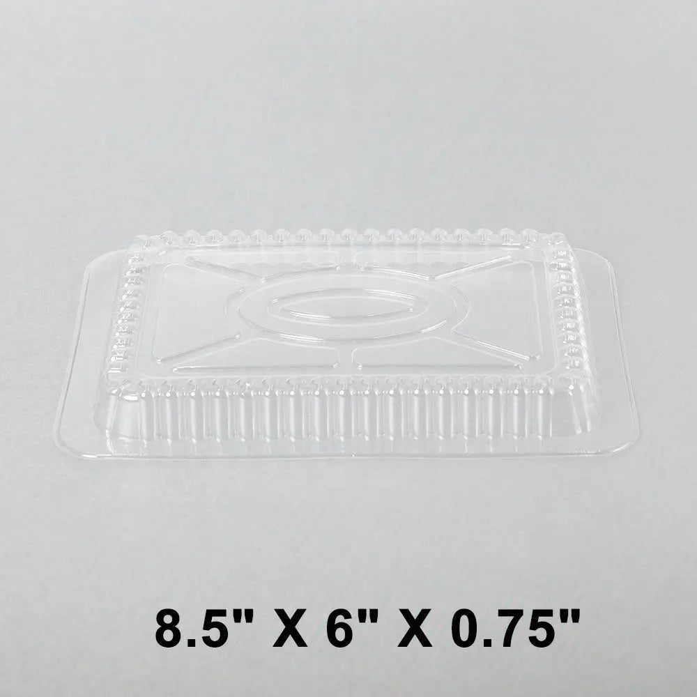 768-30 1.5 lbs. Oblong Shallow Aluminum Foil Pan with Lids 8.5" X 5 3/4" X 1" - 500/Case APC