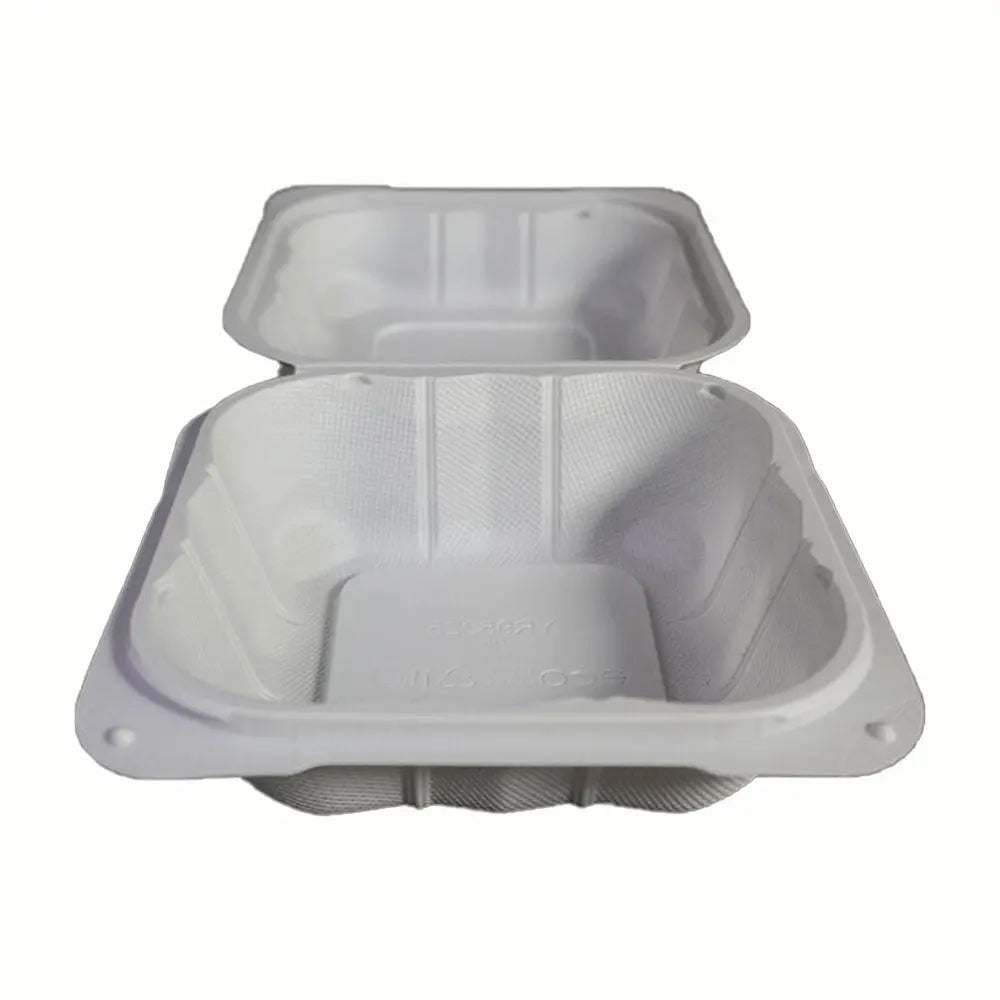Square White Plastic Hinged Food Container (225) 6" X 6" - 250/Case FH