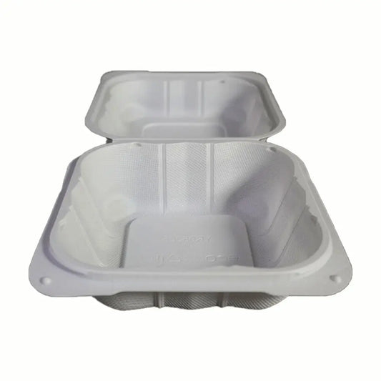 Square White Plastic Hinged Food Container (225) 6" X 6" - 250/Case FH