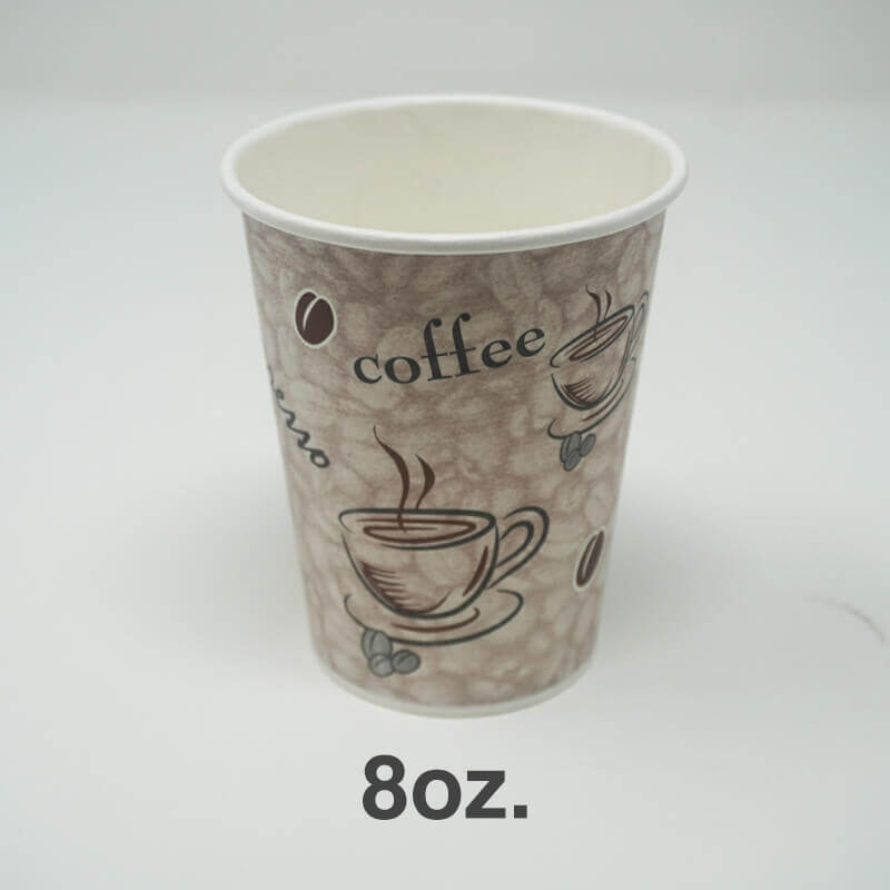 8盎司印花白纸咖啡杯 - 1000个/箱