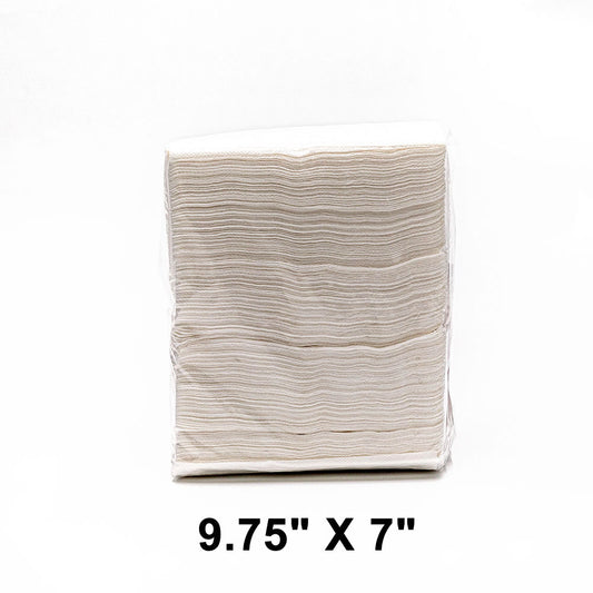 HW 9 3/4" X 7" White Low Fold Napkin - 8000/Case