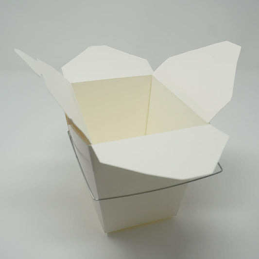 16oz. White Paper Take-Out Food Pail With Handle - 500/Case