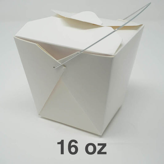 16oz. White Paper Take-Out Food Pail With Handle - 500/Case