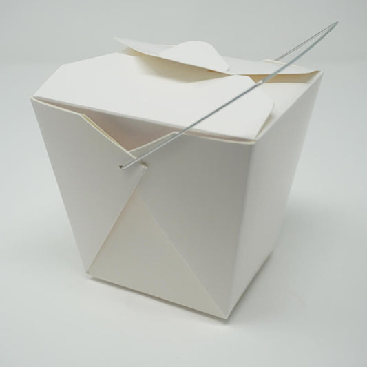 8oz. White Paper Take-Out Food Pail With Handle - 1000/Case