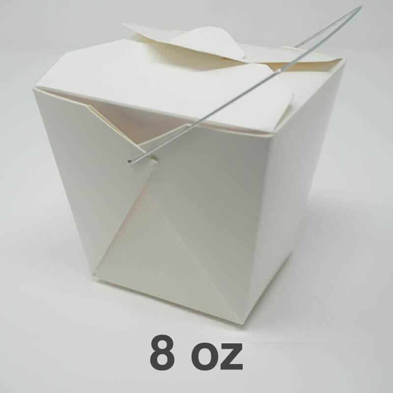 8盎司白色纸质外卖食品桶(带手柄)- 1000个/箱