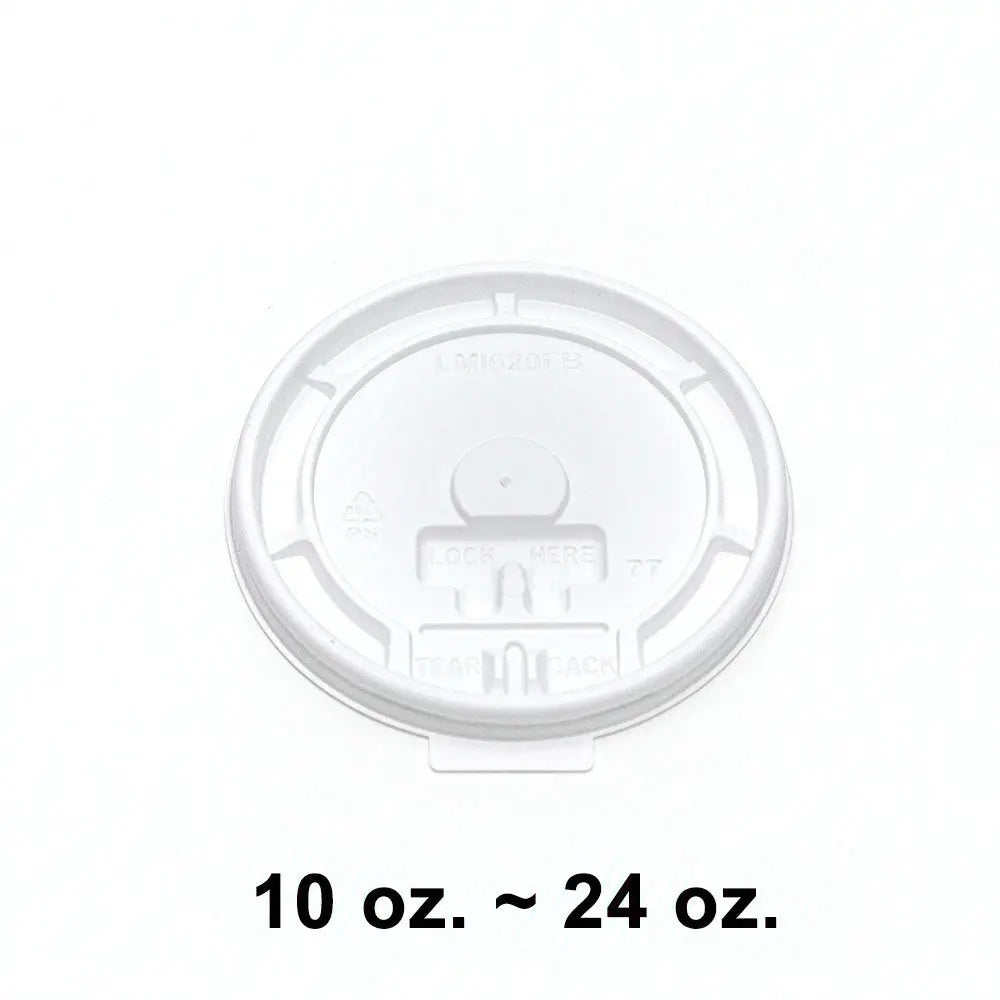 White Fold Back Plastic Coffee Cup Lid 10 to 24 oz. - 1000/Case APC
