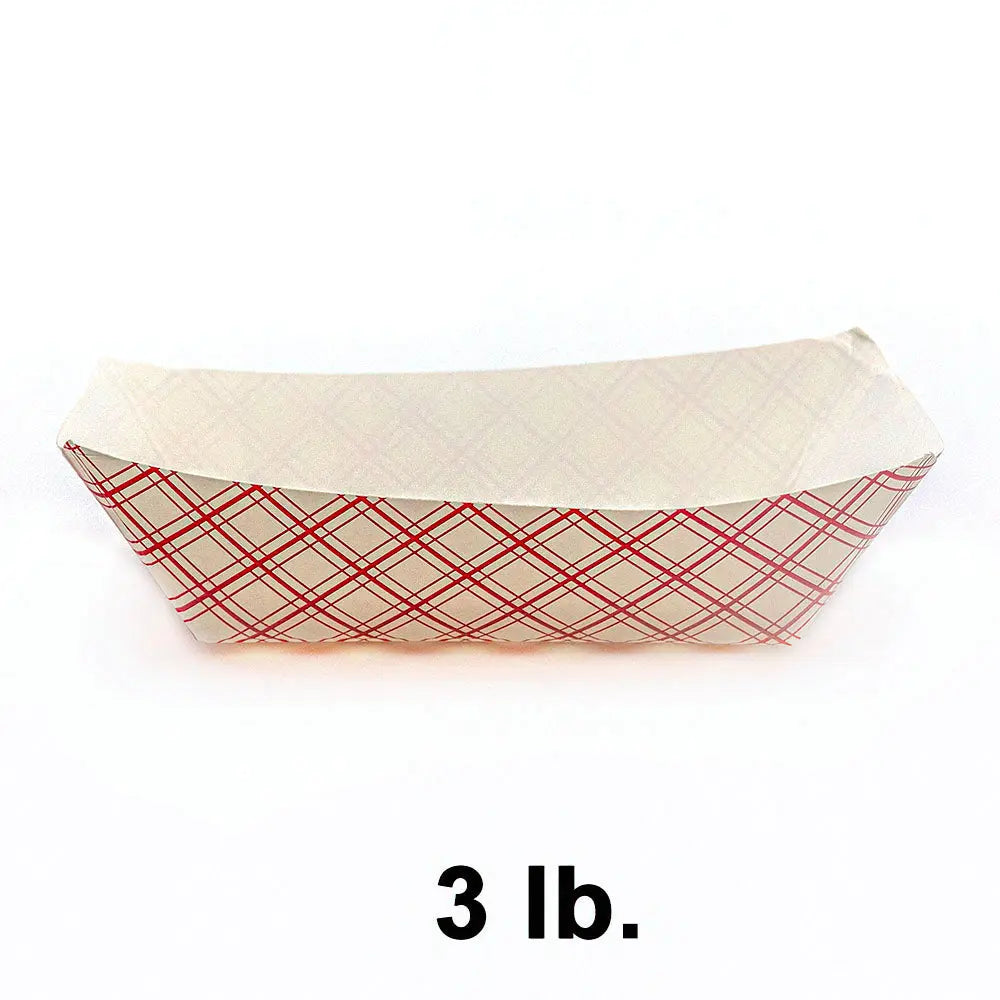Rectangular Red Check Paper Food Tray 3 lb. - 500/Case APC