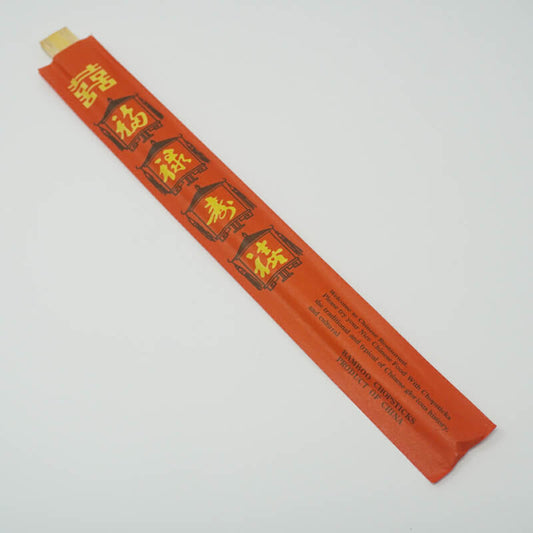 SD 9" Conjoined Bamboo Chopstick With Red Sleeve - 640/Case