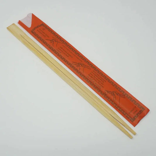 SD 9" Conjoined Bamboo Chopstick With Red Sleeve - 640/Case JJ