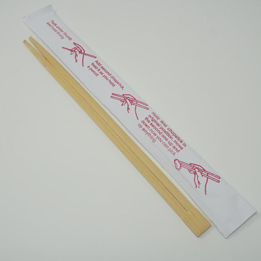 SD 9" Conjoined Bamboo Chopstick With White Sleeve - 640/Case