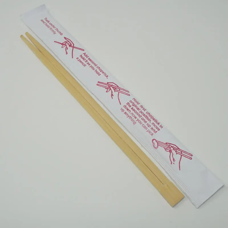 SD 9" Conjoined Bamboo Chopstick With White Sleeve - 640/Case JJ
