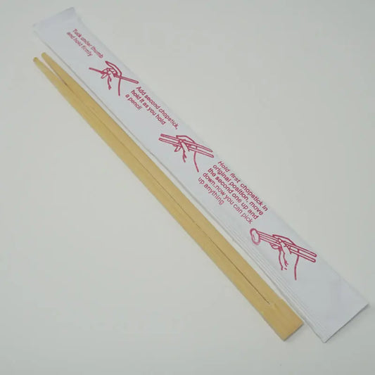 SD 9" Conjoined Bamboo Chopstick With White Sleeve - 640/Case JJ