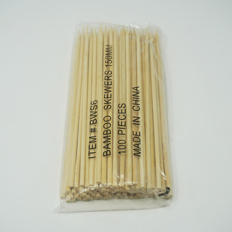 1/8英寸(3毫米)X 6英寸细圆竹签 - 10000/箱