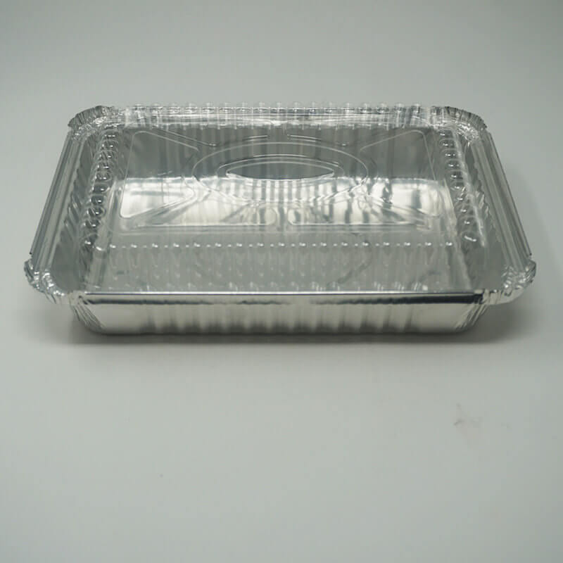 768-30 1.5 lbs. Oblong Shallow Aluminum Foil Pan with Lids 8.5" X 5 3/4" X 1" - 500/Case
