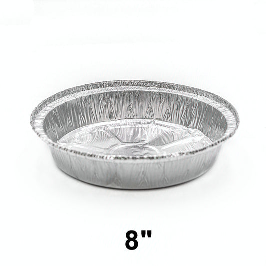 8" Heavy Duty Round Aluminum Foil Pan Set with Lid - 500/Case