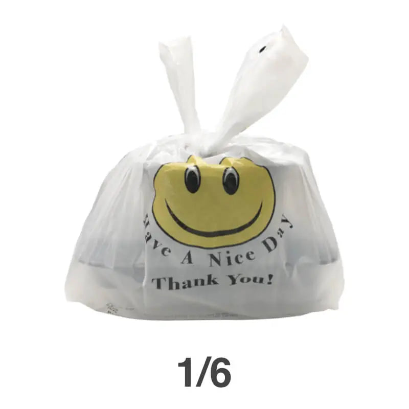 1/6 Smile Face White Plastic T-Shirt Bag - 170/Case FUHE