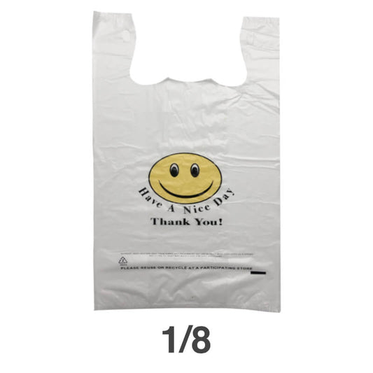 1/8 Smile Face White Plastic T-Shirt Bag - 270/Case