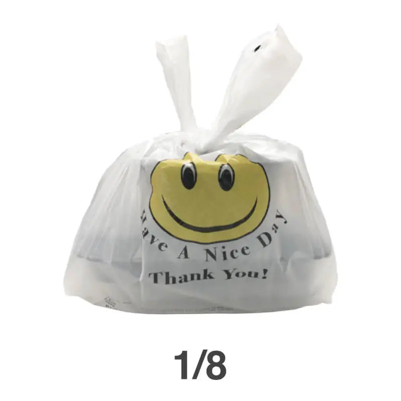 1/8 Smile Face White Plastic T-Shirt Bag - 270/Case FUHE