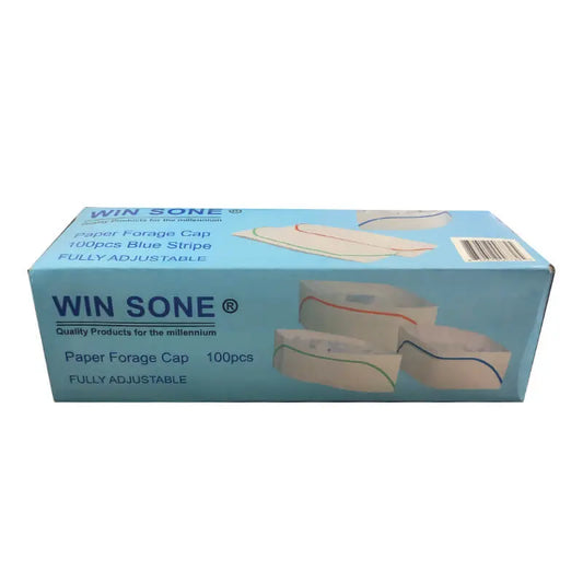 WS White w/ Blue Strip Paper Forage Cap - 1000/Case APC