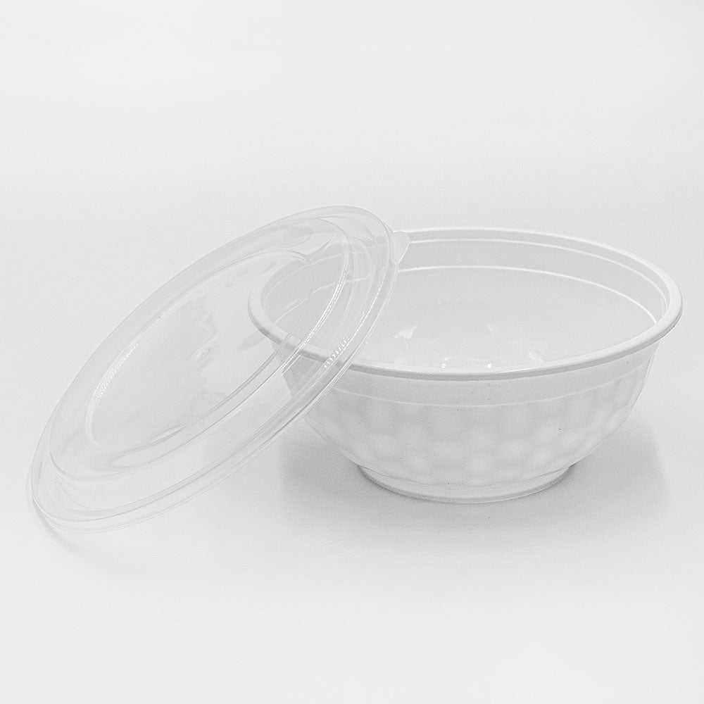 SD 36 oz. Round White Plastic Food Container Set (036) - 150/Case