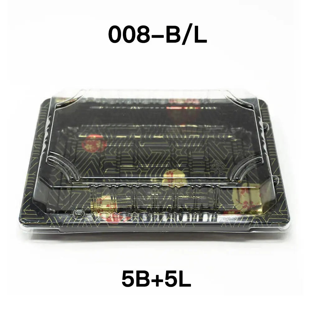 Bulk 5 Sets TZ 008 Rectangular Black Plastic Sushi - sushi tray restaurant supplies