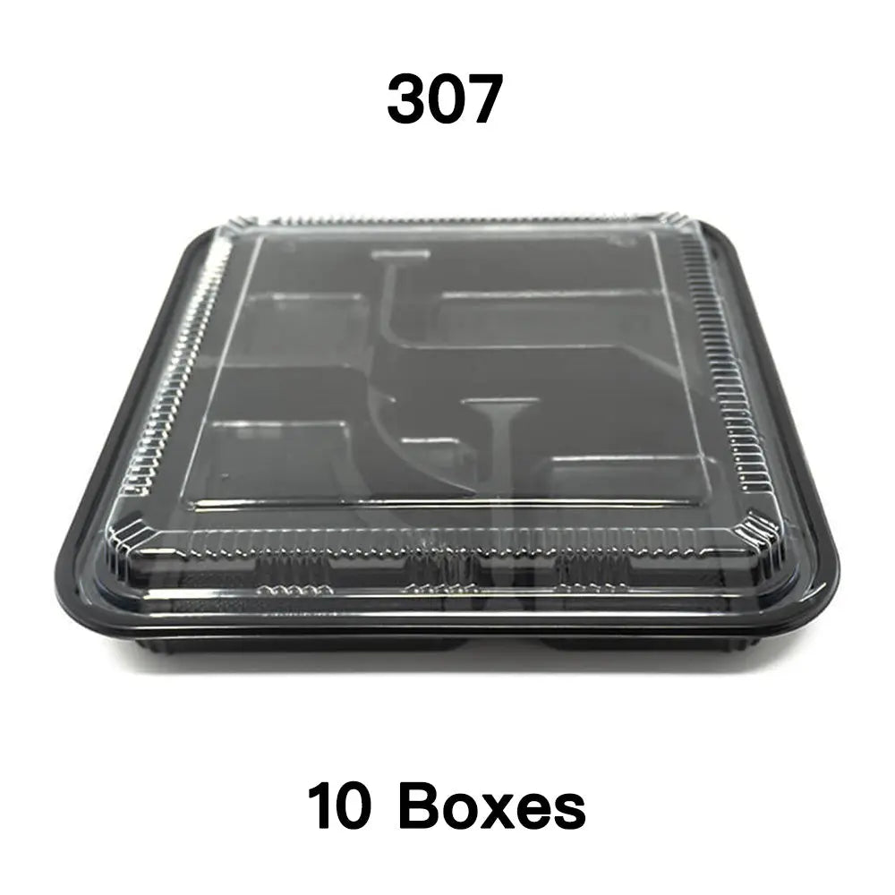 Bulk 10 Cases 307 Square Black Plastic Bento Box S - bento box food container