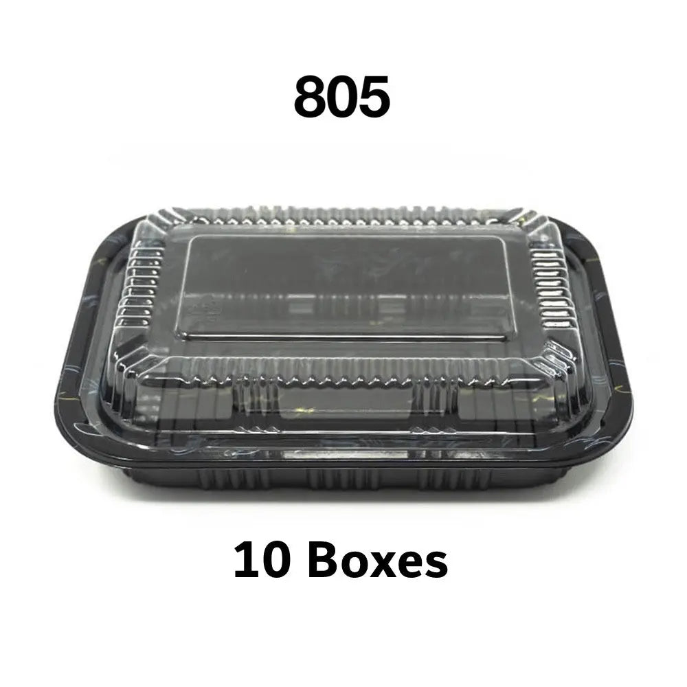 Bulk 10 Cases 805 Rectangular Black Plastic Lunch - food box packaging
