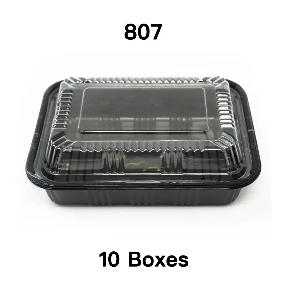 Bulk 10 Cases 807 Rectangular Black Plastic Lunch - food box packaging