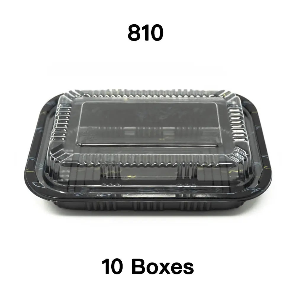 Bulk 10 Cases 810 Rectangular Black Plastic Lunch - food box packaging