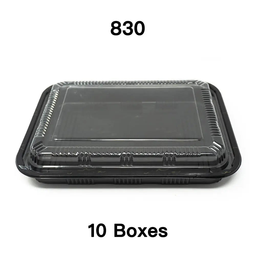 Bulk 10 Cases 830 Rectangular Black Plastic Lunch - food box packaging