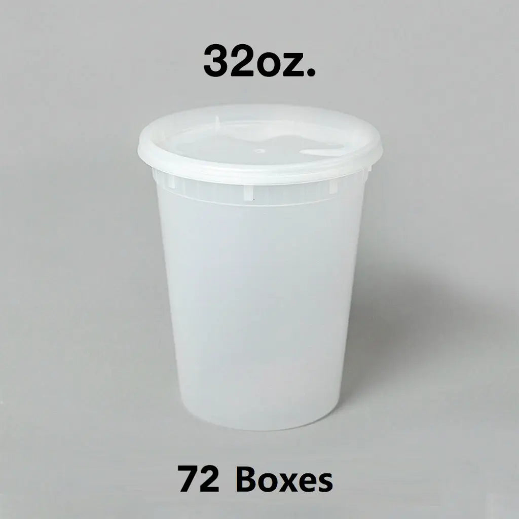 Bulk 72 Cases 32 oz Round Clear Plastic Soup Conta - food container disposable