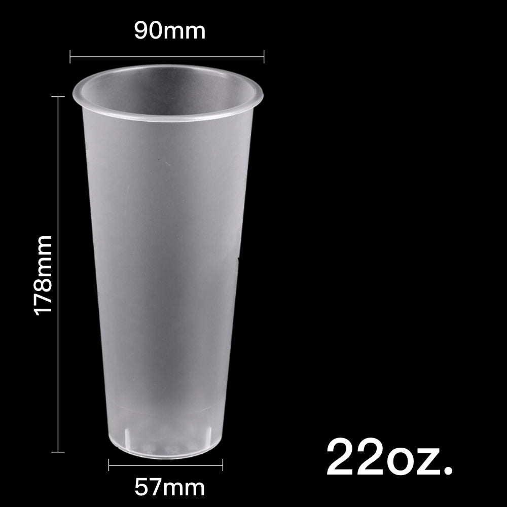 90 PP Clear Frosted Injection Cold (Hard) Cup 22oz - 500 Pieces/Case