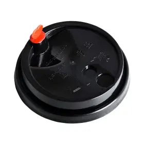 90 PP Black Injection Lid with Red Heart Stopper 1 - restaurant supplies wholesale