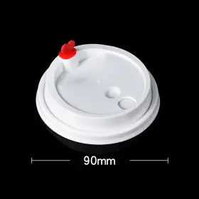 90 PP White Injection Lid with Red Heart Stopper 1 - restaurant supplies wholesale