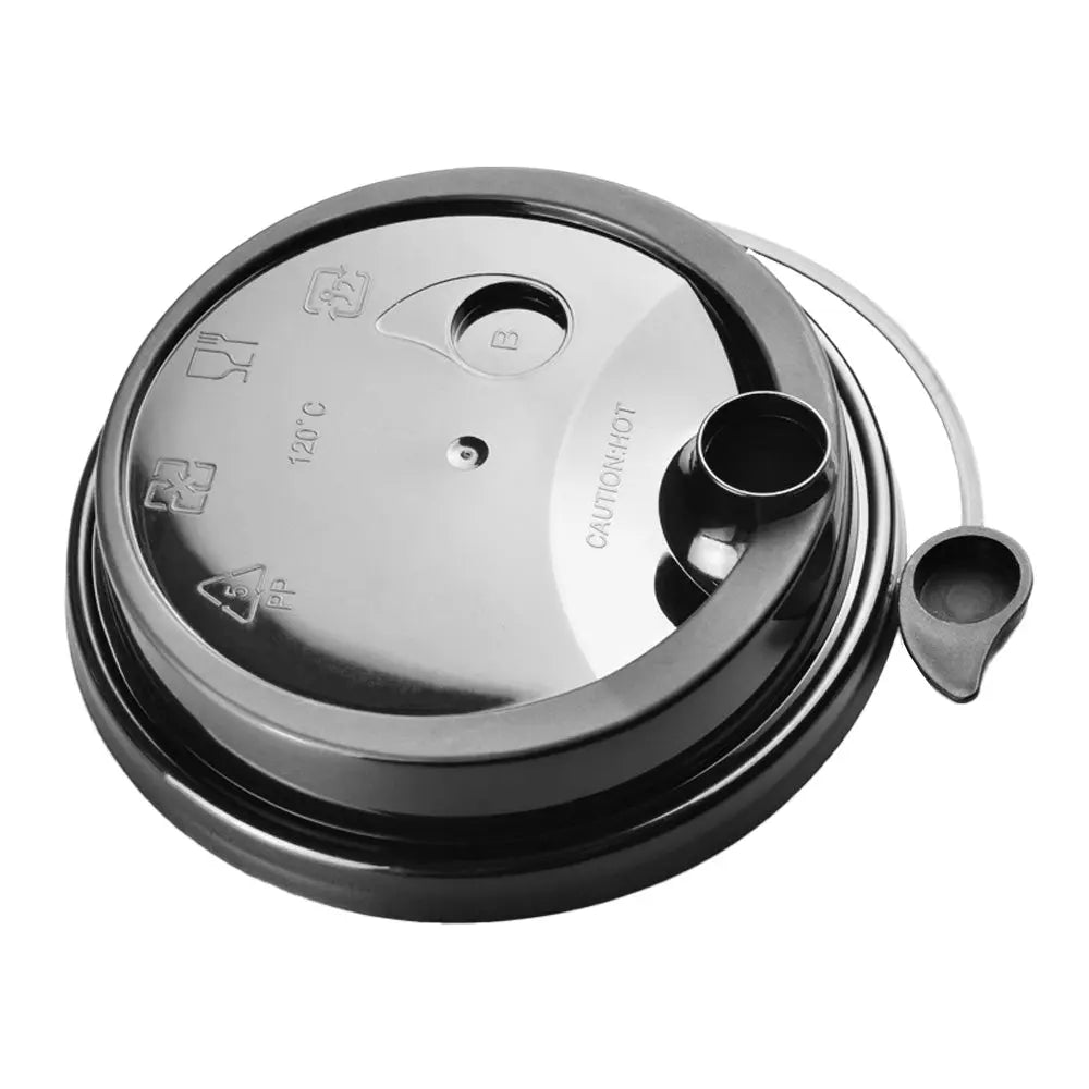 90 PP Black Injection Lid/Attached Stopper-1,000pieces/case Mocha