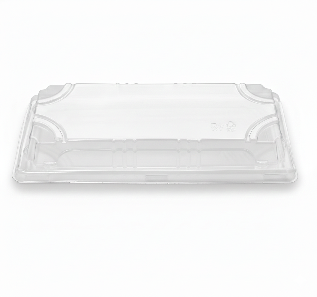Clear plastic lid on a white background