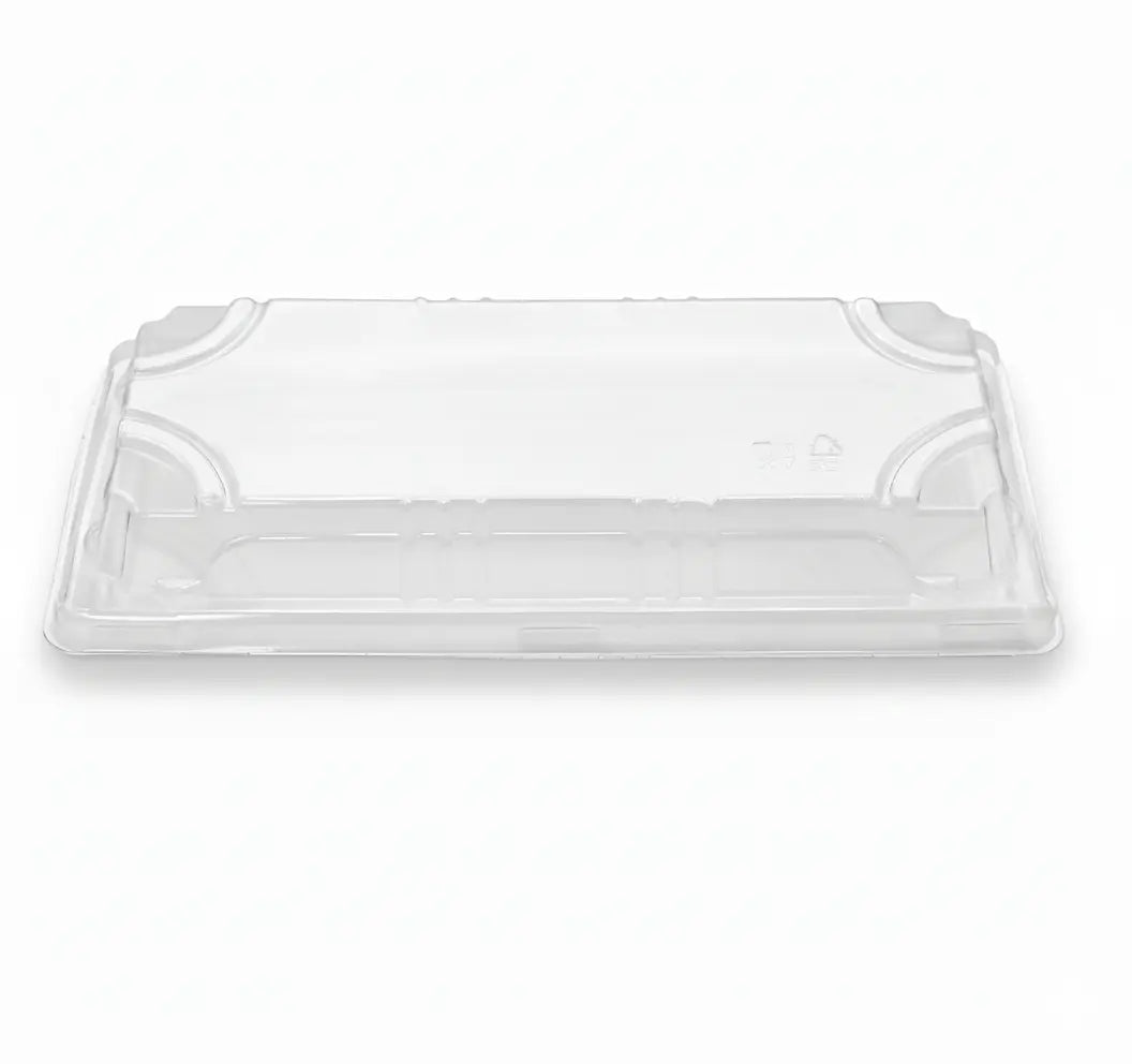 Clear plastic lid on a white background