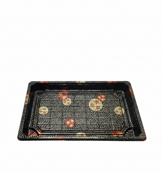 Decorative tray with geometric pattern on a white background