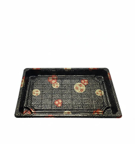 Decorative tray with geometric pattern on a white background